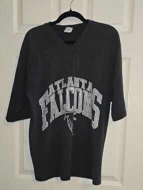 Vintage‎ 1992 Atlanta Falcons Black Short Sleeve V-Neck Tee